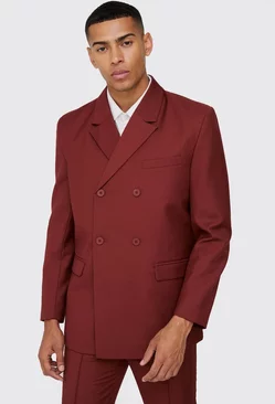 Burgundy Red Double Breasted Blazer