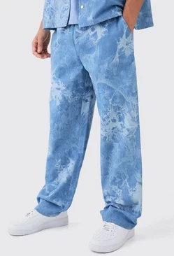 Relaxed Fit Elastic Waist Fabric Interest Jeans Light blue