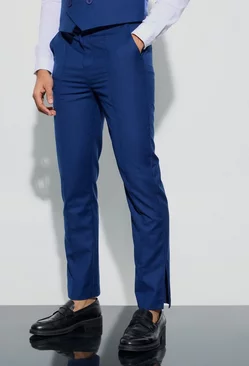 Navy Tailored Straight Fit Trousers
