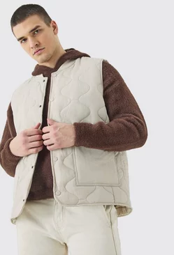 Tall Onion Quilted Gilet Stone