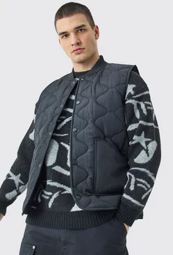 Tall Onion Quilted Gilet In Black Black