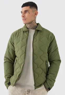 Khaki Tall Onion Quilted Collar Jacket