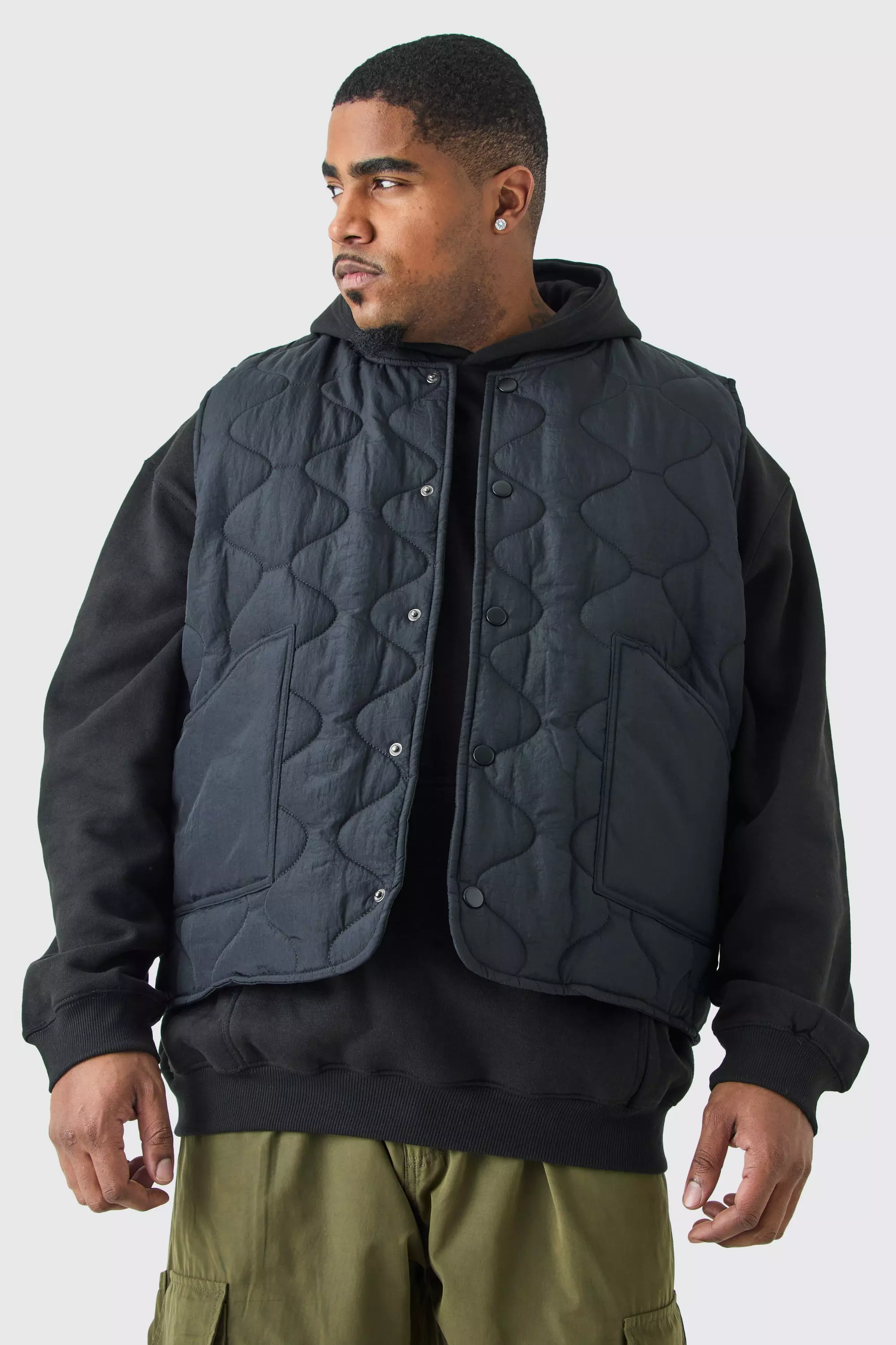 Plus Onion Quilted Gilet Black