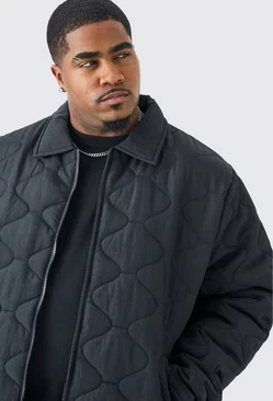 Plus Onion Quilted Collar Jacket Black