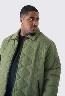 Khaki Plus Onion Quilted Collar Jacket