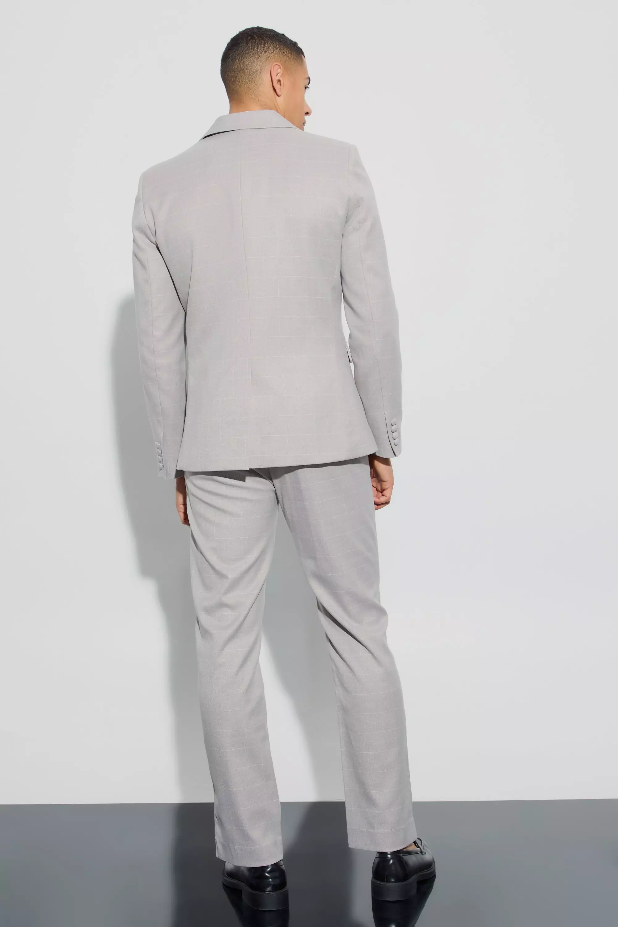 Zweireihiger karierter Slim-Fit Blazer, Grey alternatives Bild