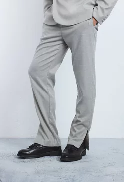 Window Check Straight Fit Trousers Grey