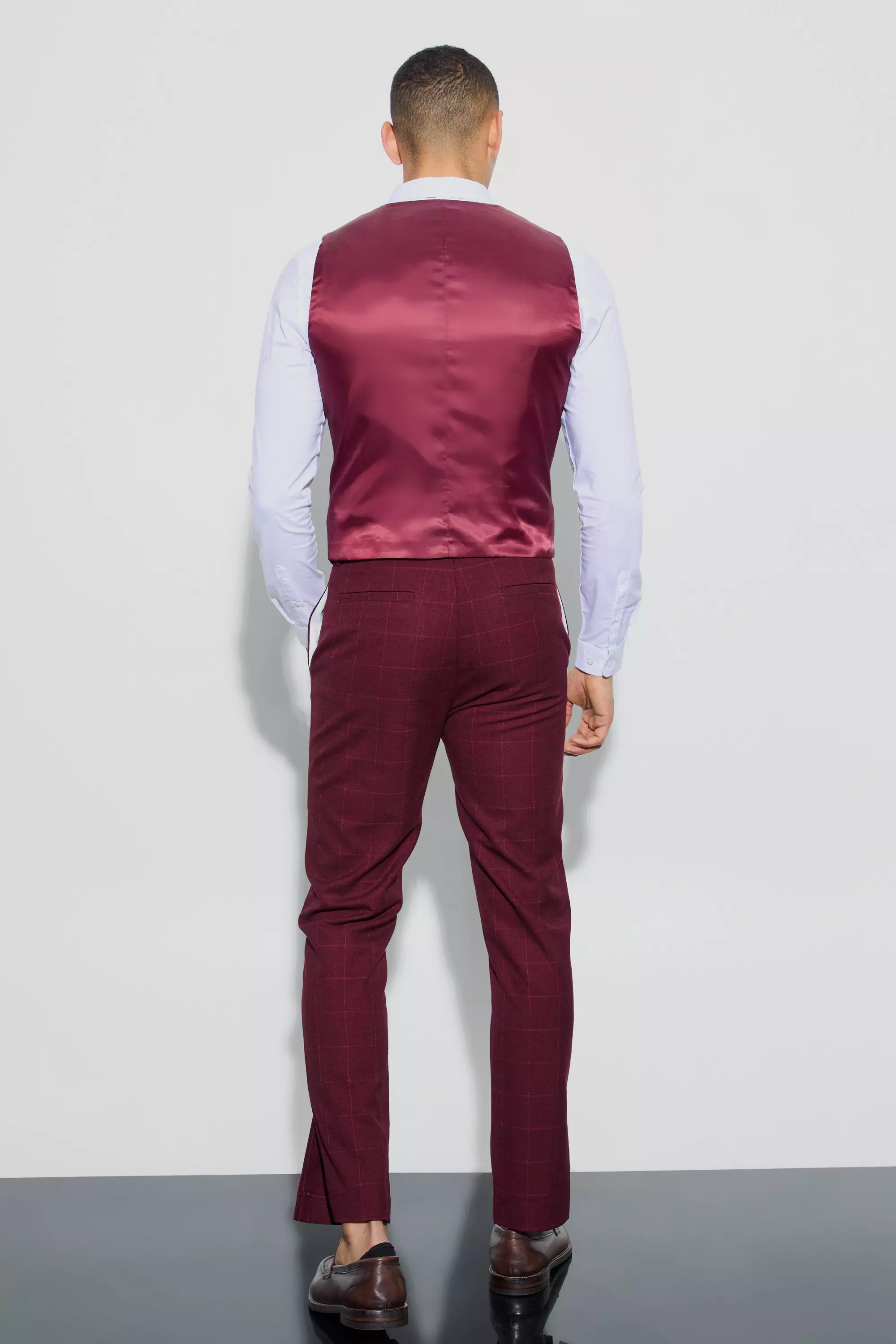 Chocolate Geruite Gilet Met Dubbele Knopen alternatieve afbeelding