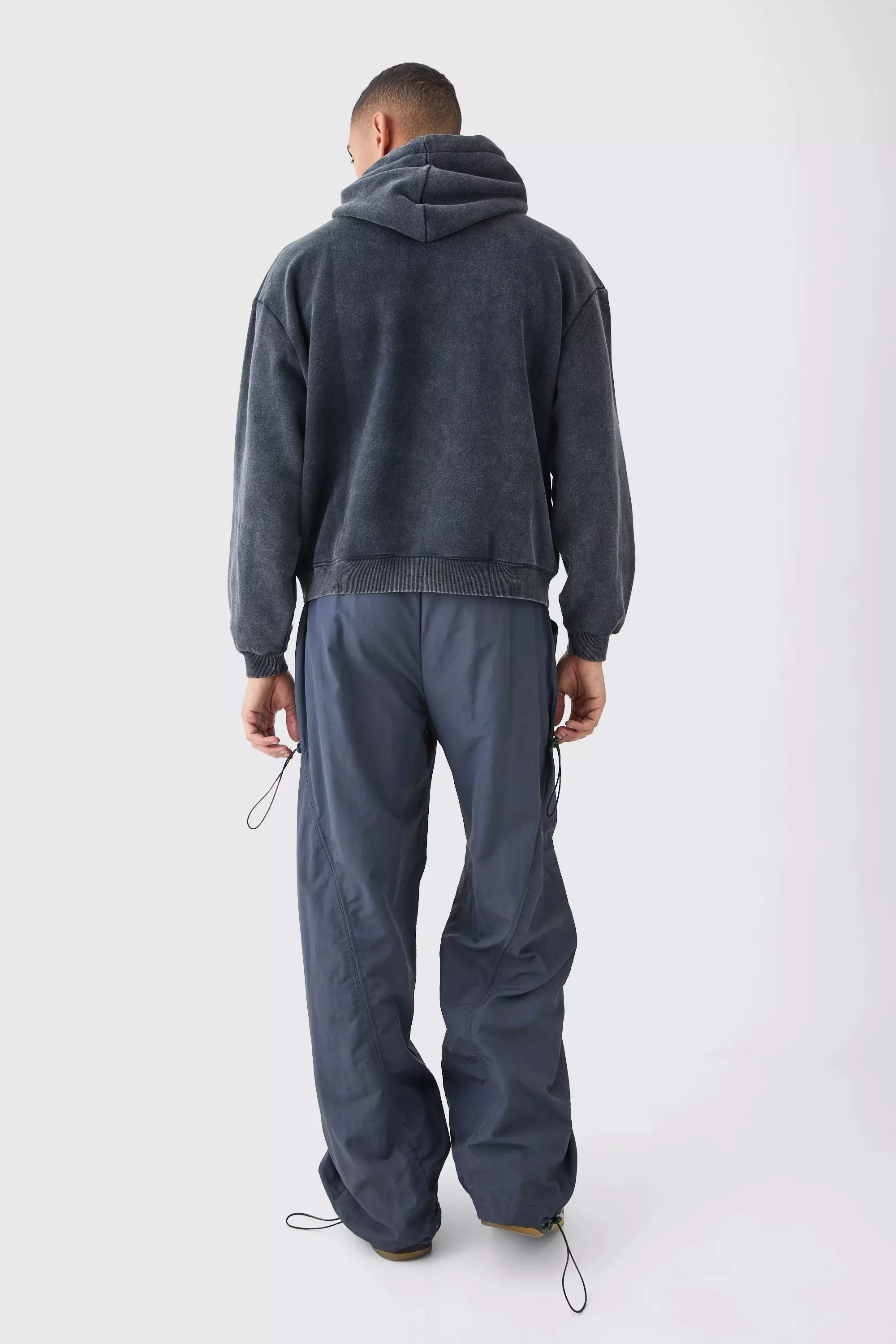 Charcoal Man Oversized Boxy Acid Wash Hoodie alternative image