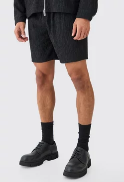 Textured Satin Smart Shorts Black