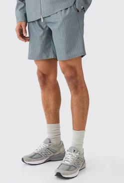 Pinstripe Smart Shorts Grey