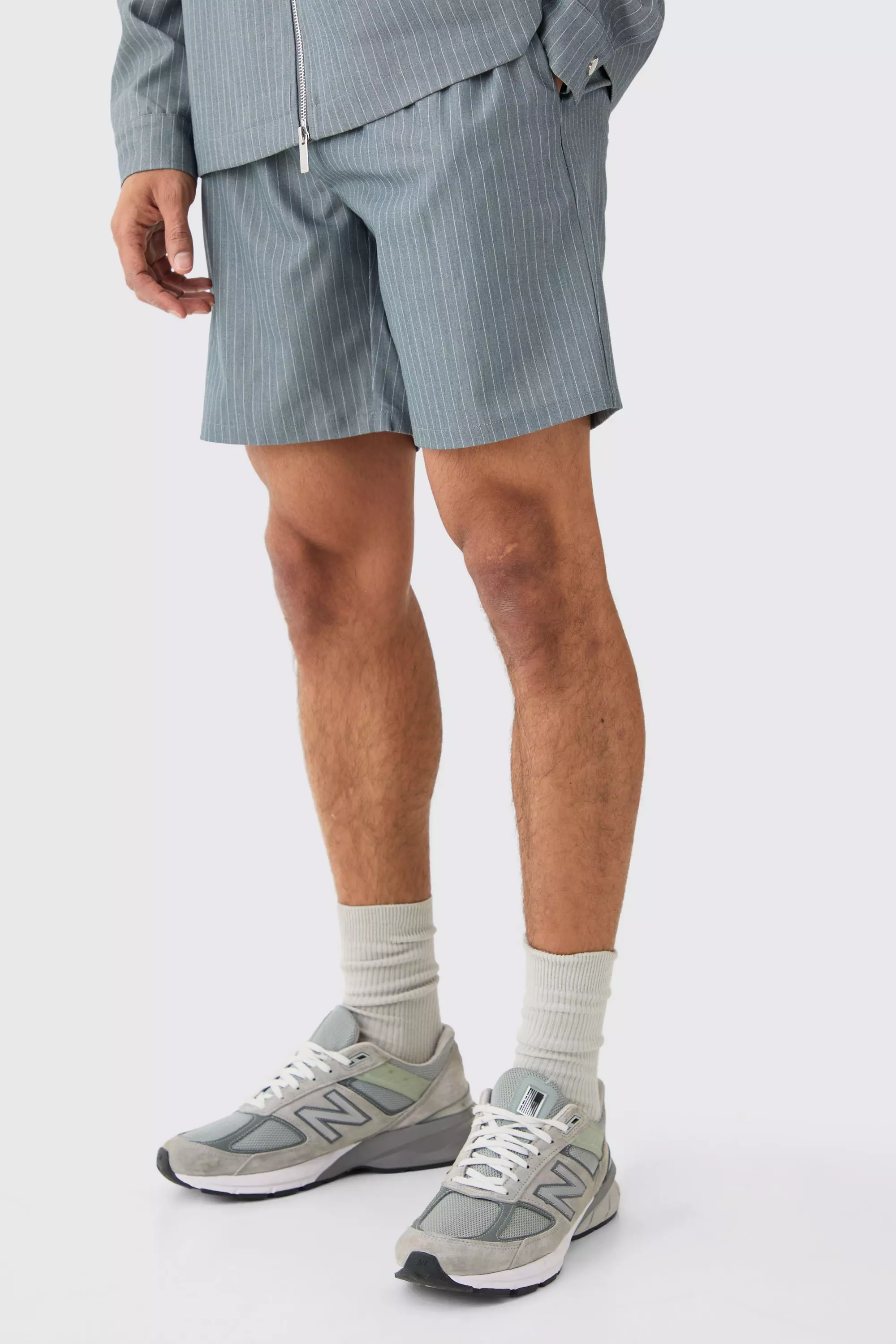 Pinstripe Smart Shorts Grey