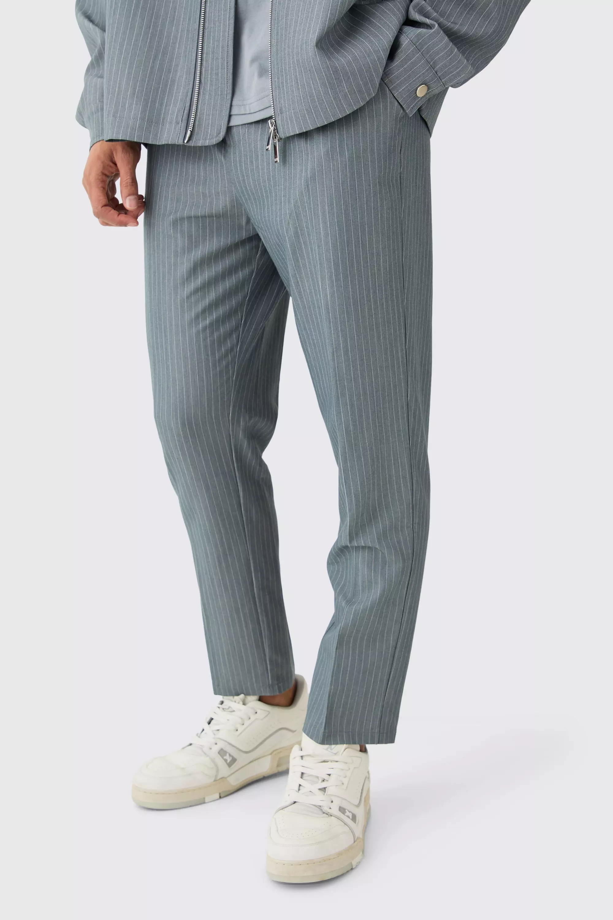 Pantalon fuselé à rayures fines, Grey autre image