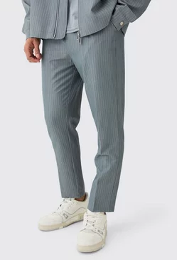 Grey Pinstripe Smart Tapered Trousers