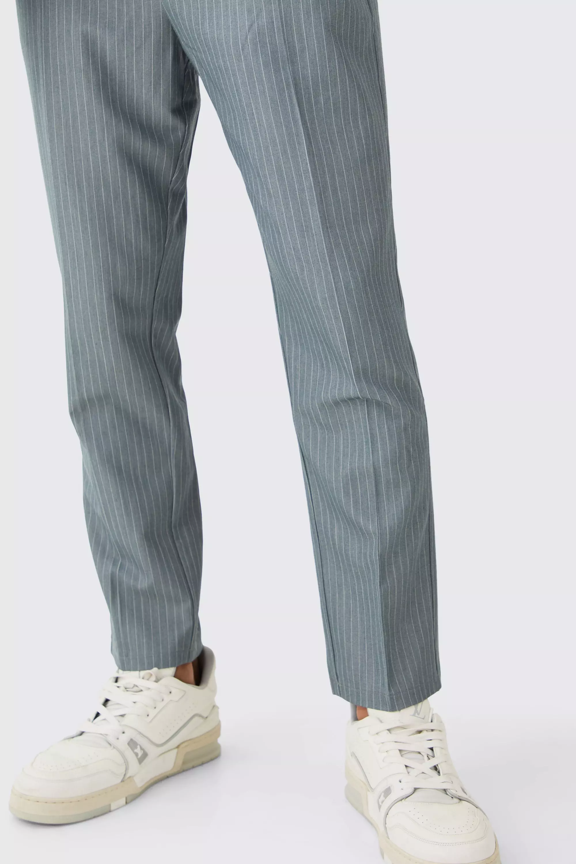 Pantalon fuselé à rayures fines, Grey autre image