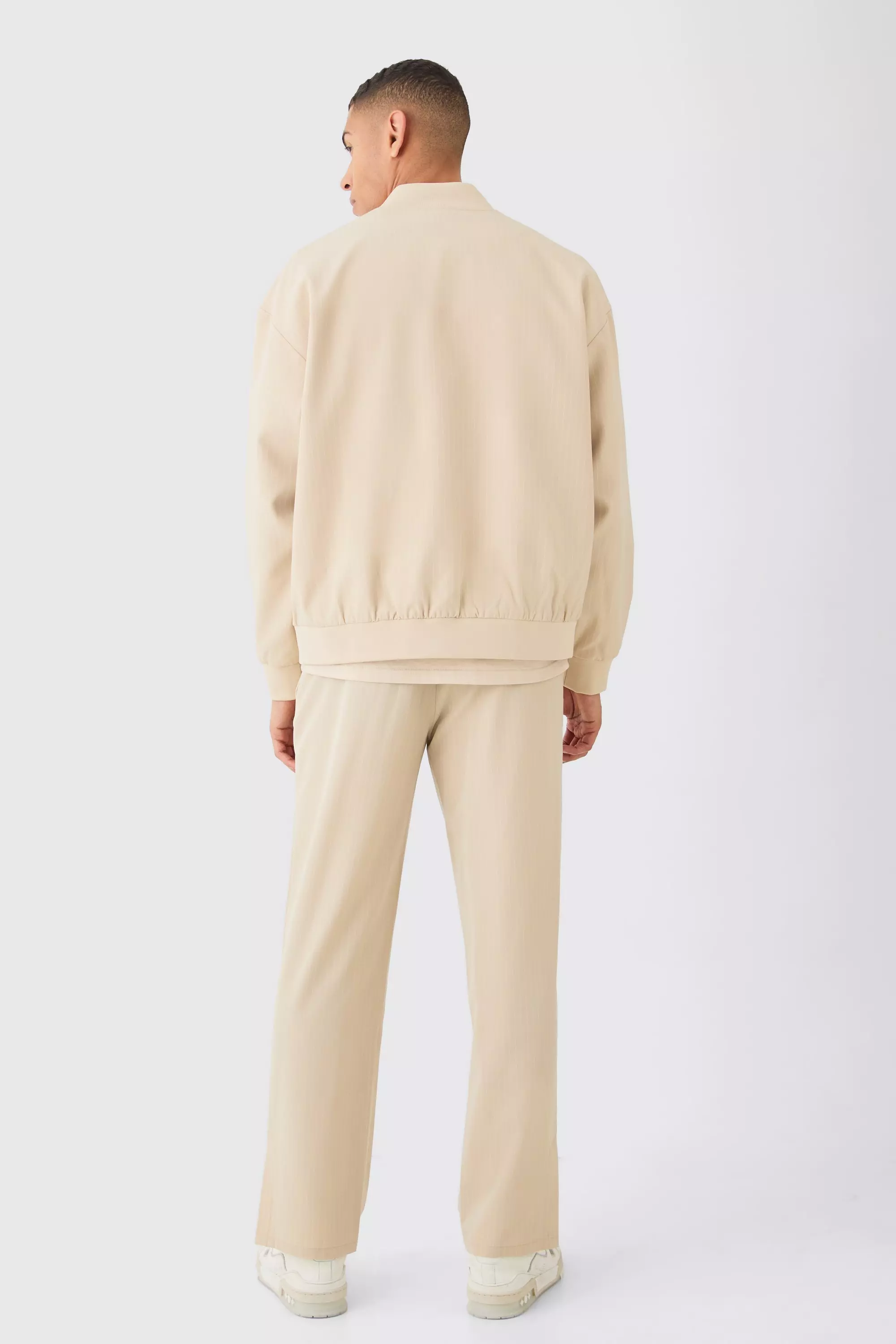 Bomber habillé à rayures fines, Beige autre image