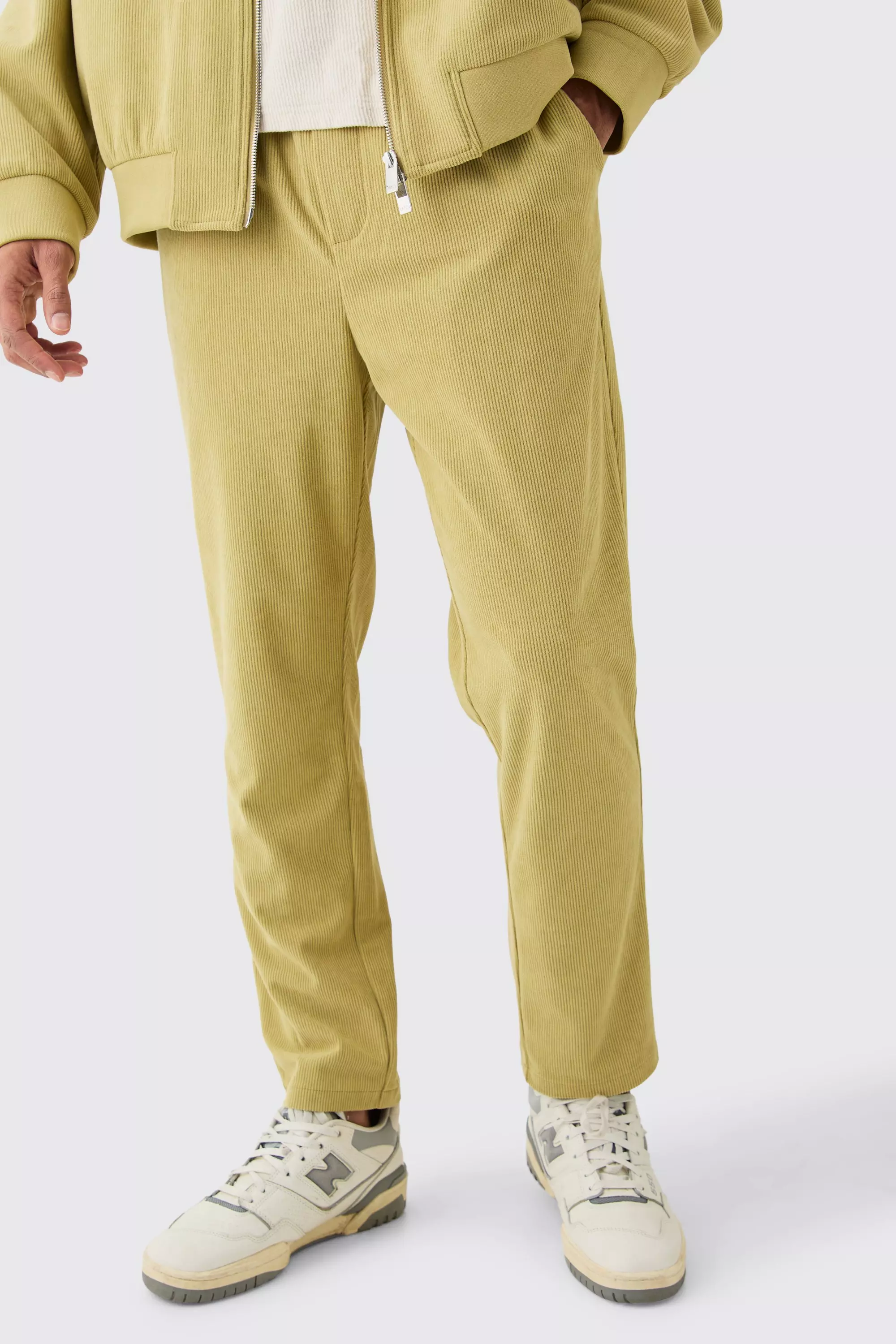 Corduroy Smart Tapered Trousers chartreuse