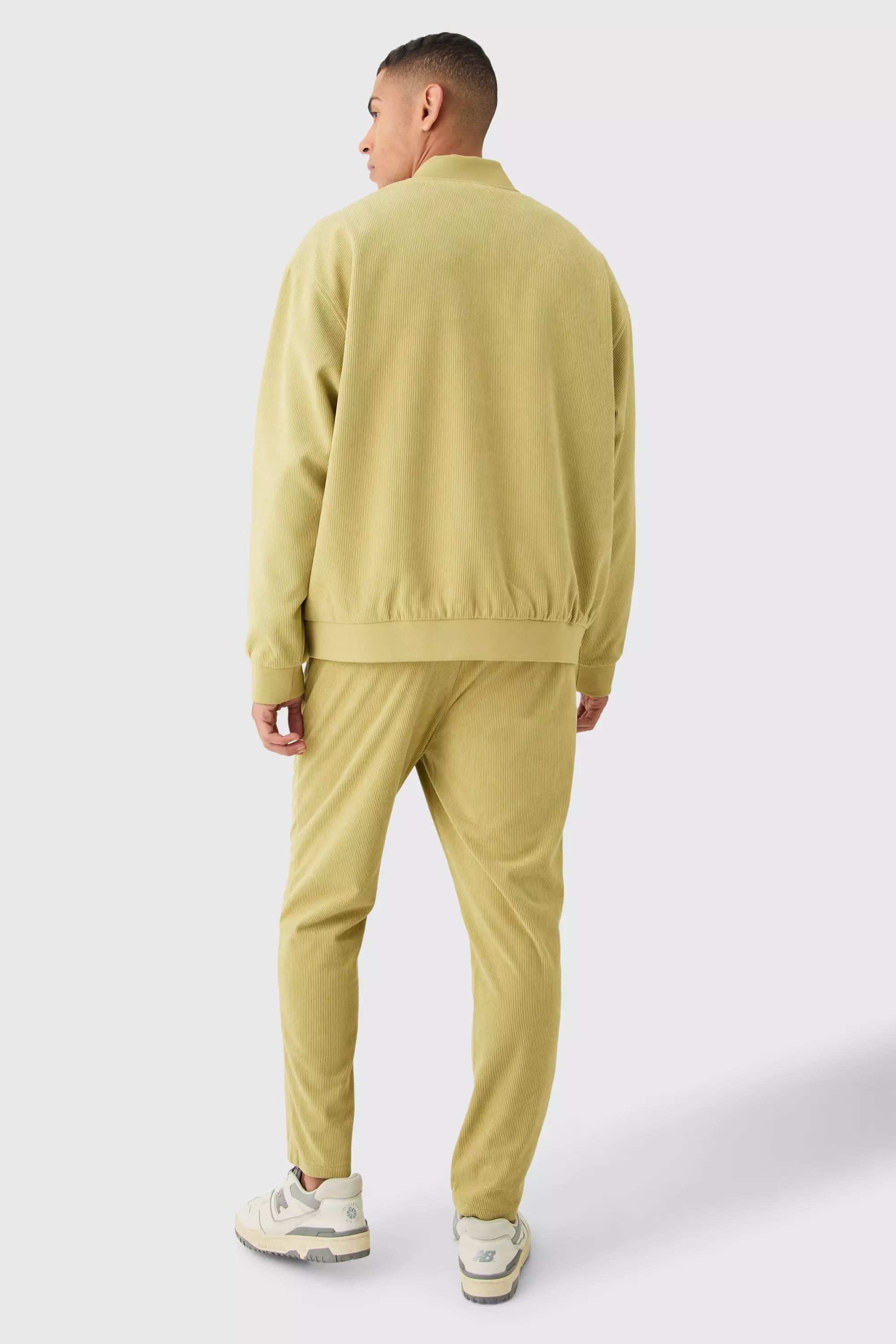 Chartreuse Net Corduroy Long Line Bomberjack alternatieve afbeelding