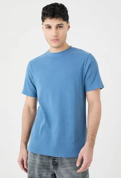 Blue Slim Fit Waffle T-shirt