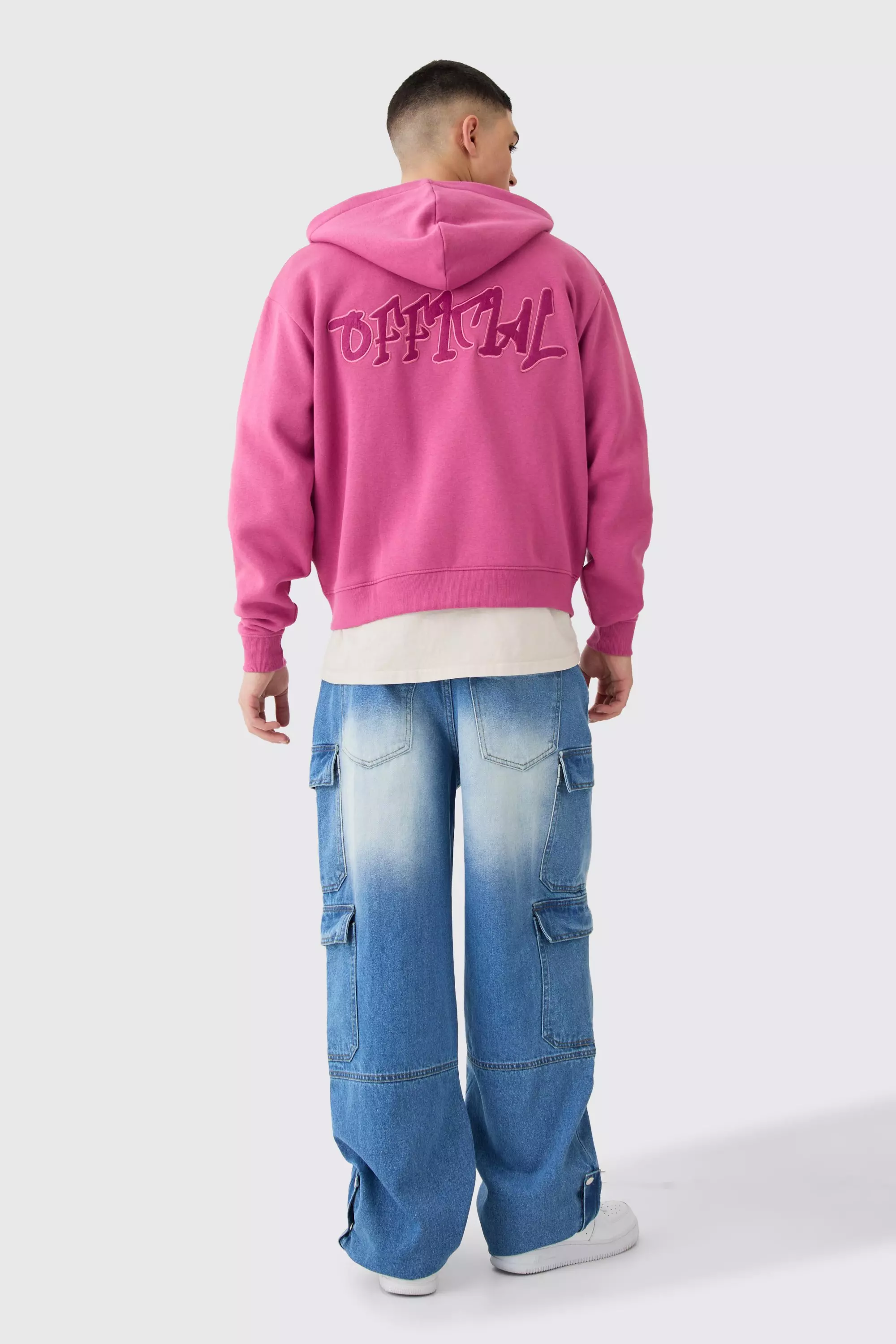 Sweat à capuche oversize zippé - Official, Pink autre image
