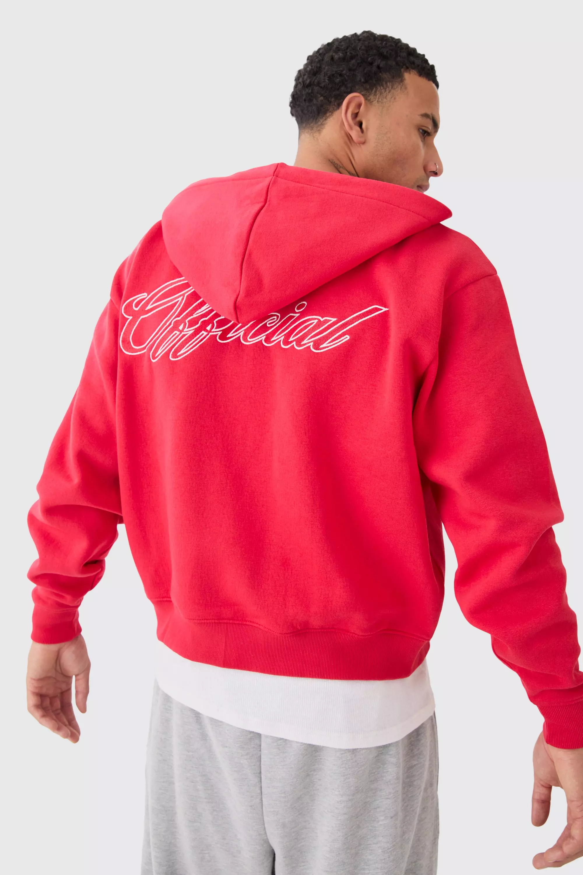 Boohooman red hoodie sale