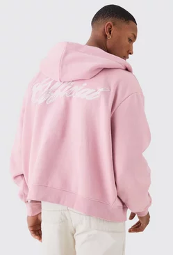 Pink Official Boxy Fit Zip Through Hoodie