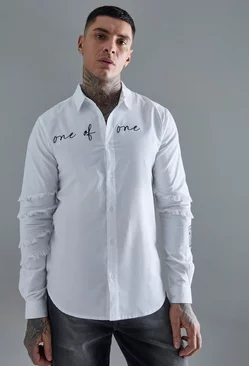 Tall Longsleeve One Of One Embroidered Shirt White