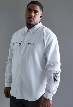 Plus Longsleeve One Of One Embroidered Shirt White