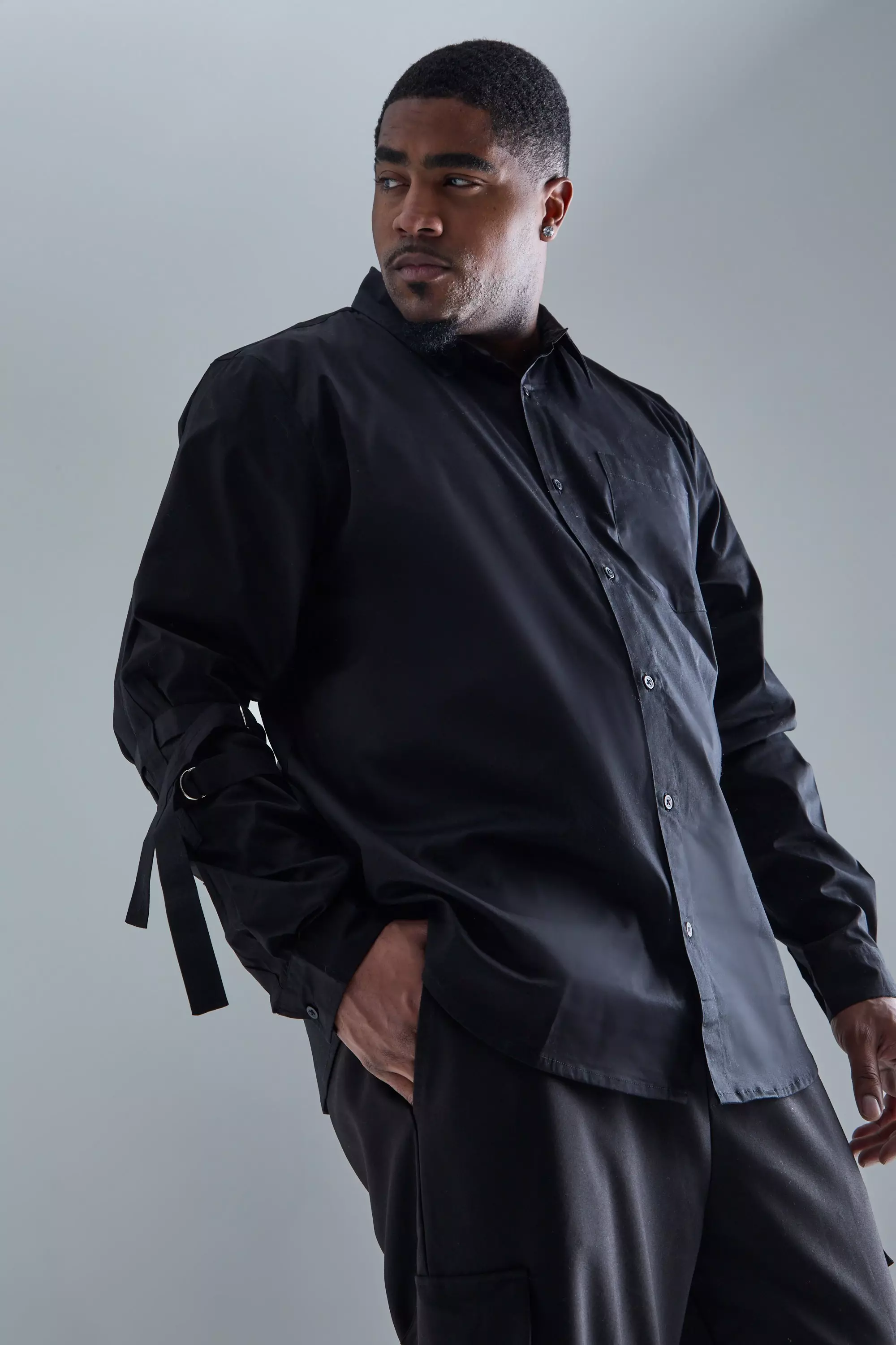 Black Plus Longsleeve Cinch Strap Shirt alternative image