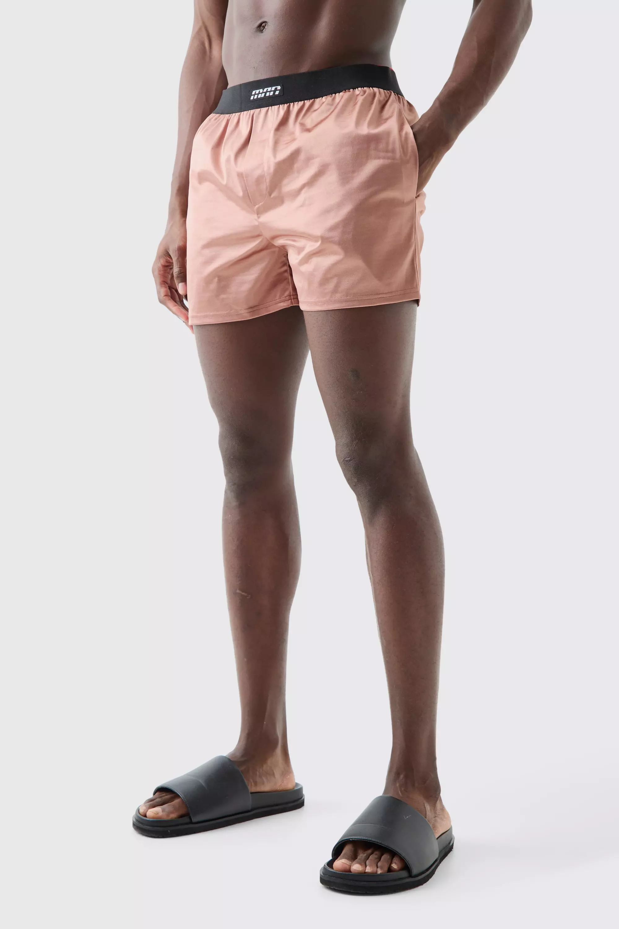 Pink Short Length Elasticated Waist Satin Swim Short alternative image
