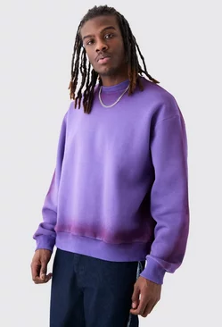 Oversized Ombre Spray Wash Sweatshirt Purple