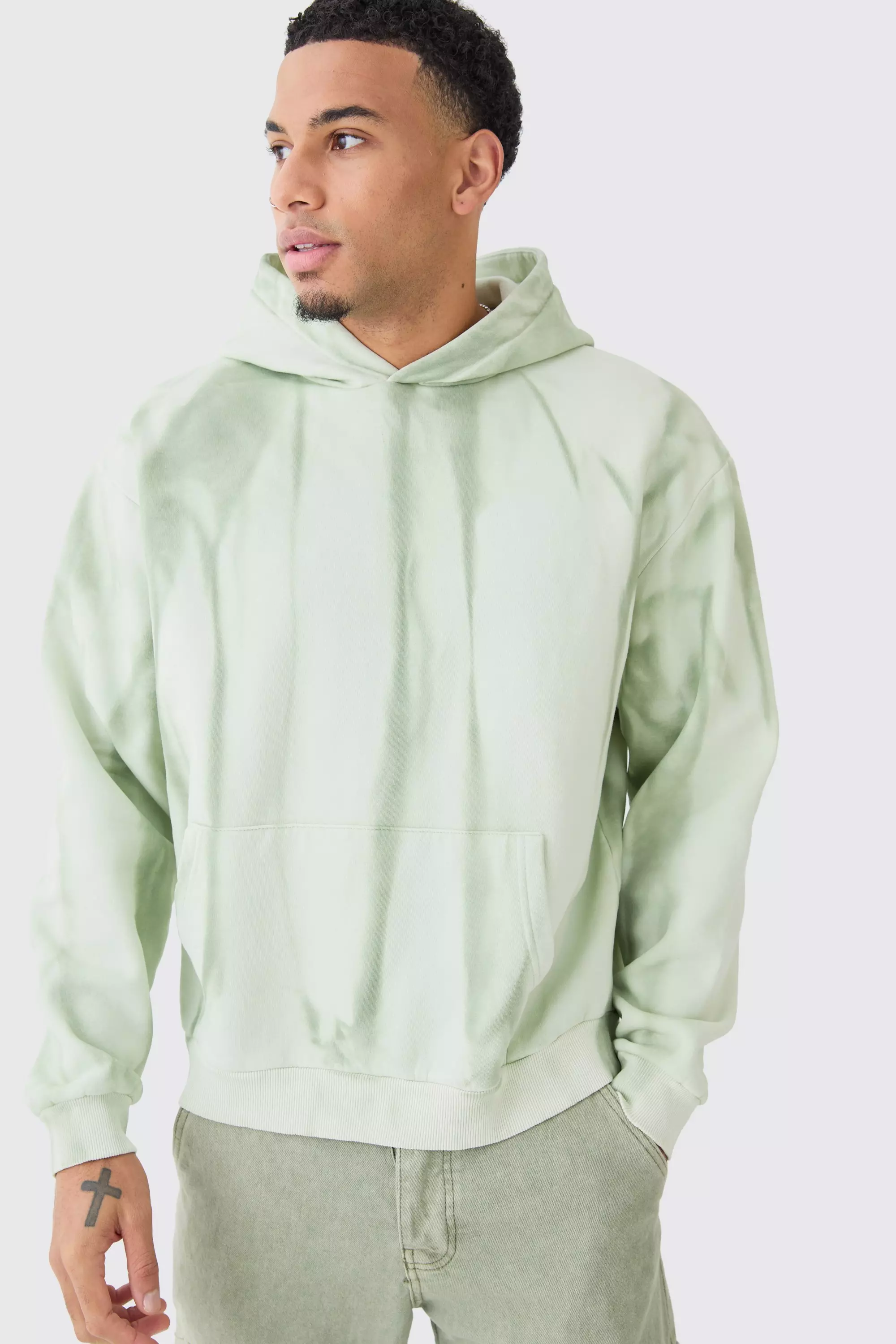 Oversized Ombre Spray Wash Hoodie Sage