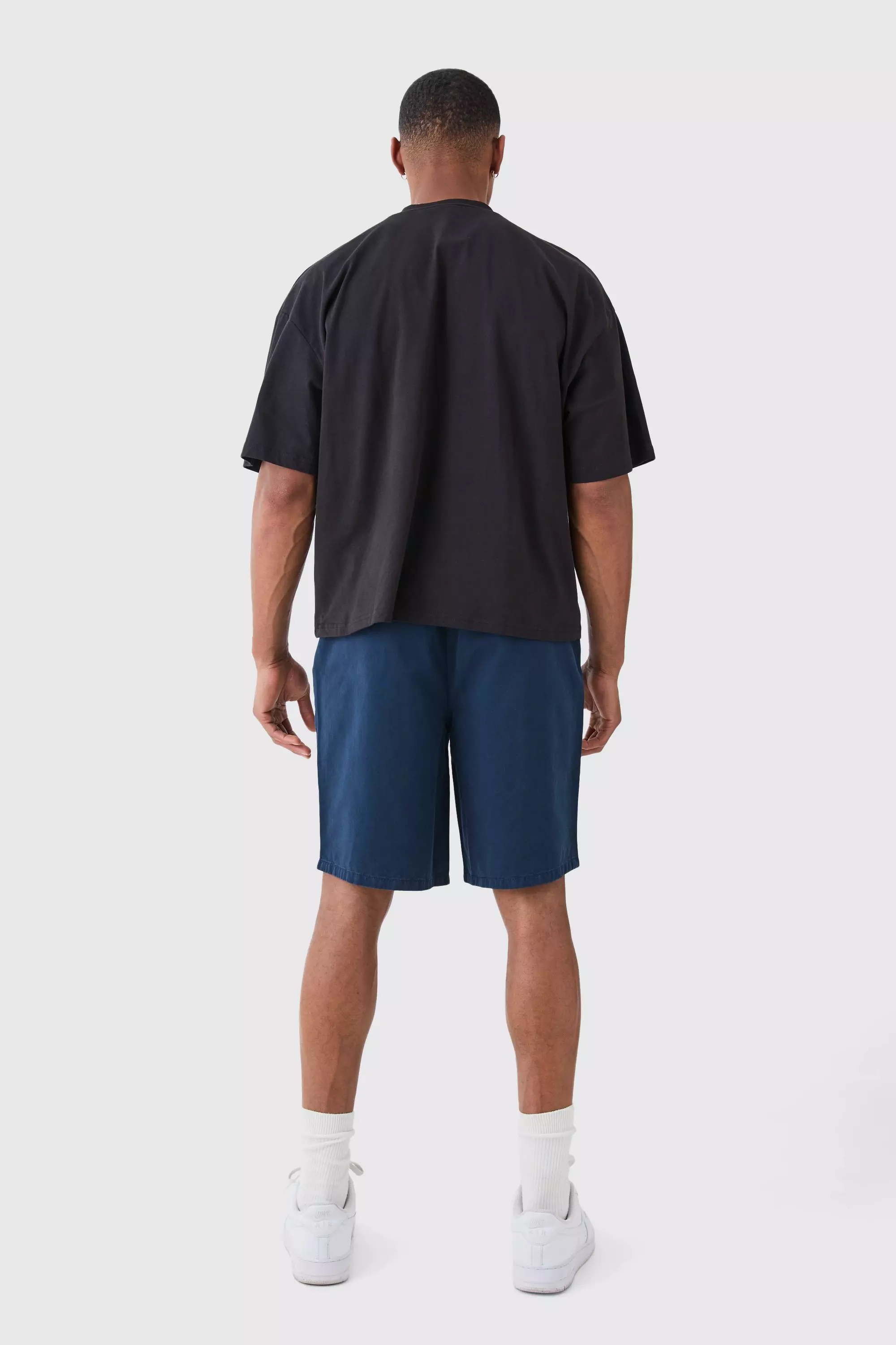 Relaxed Fit Elasticated Waist Chino Shorts in Navy alternative image