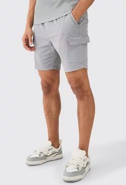 Grey Skinny Fit Cargo Shorts