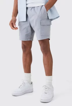 Grey Slim Fit Cargo Shorts