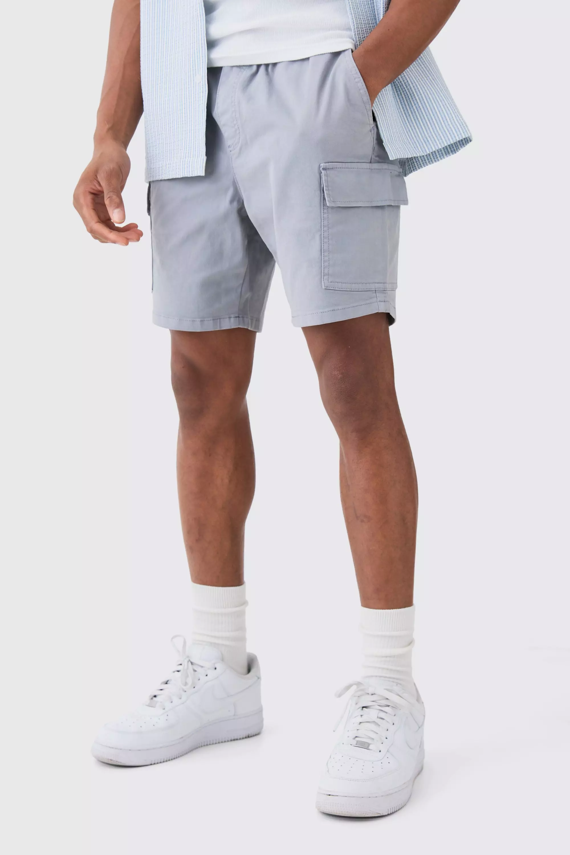 Slim Fit Cargo Shorts Grey