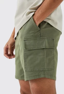 Khaki Slim Fit Cargo Shorts