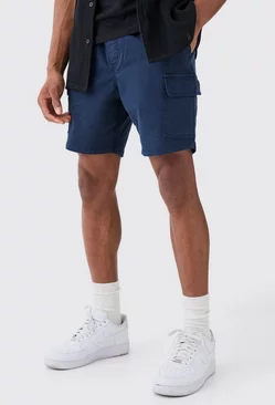 Navy Slim Fit Cargo Shorts