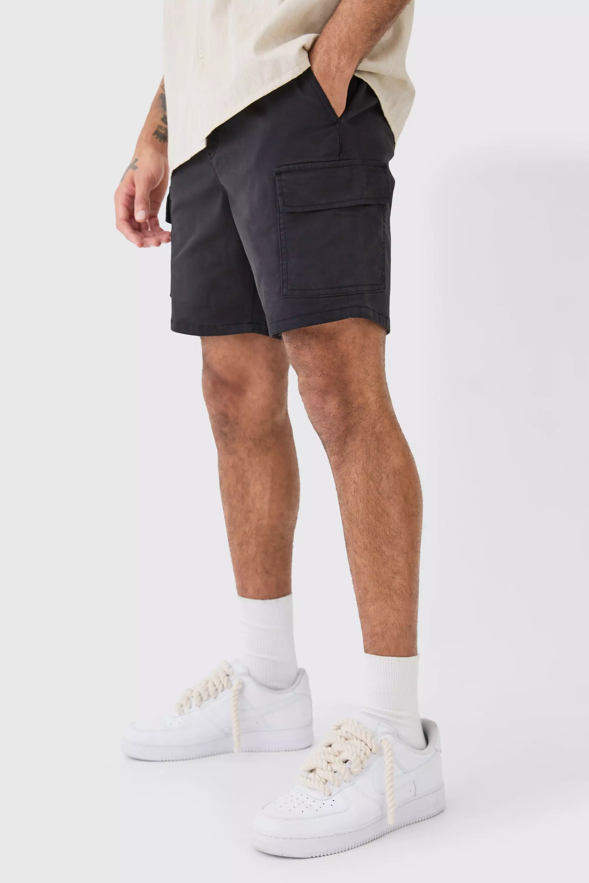 Slim Fit Cargo Shorts Black