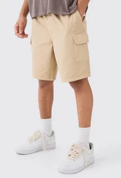 Stone Beige Relaxed Fit Cargo Shorts