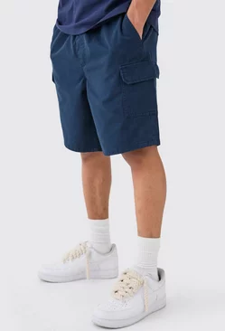 Navy Relaxed Fit Cargo Shorts