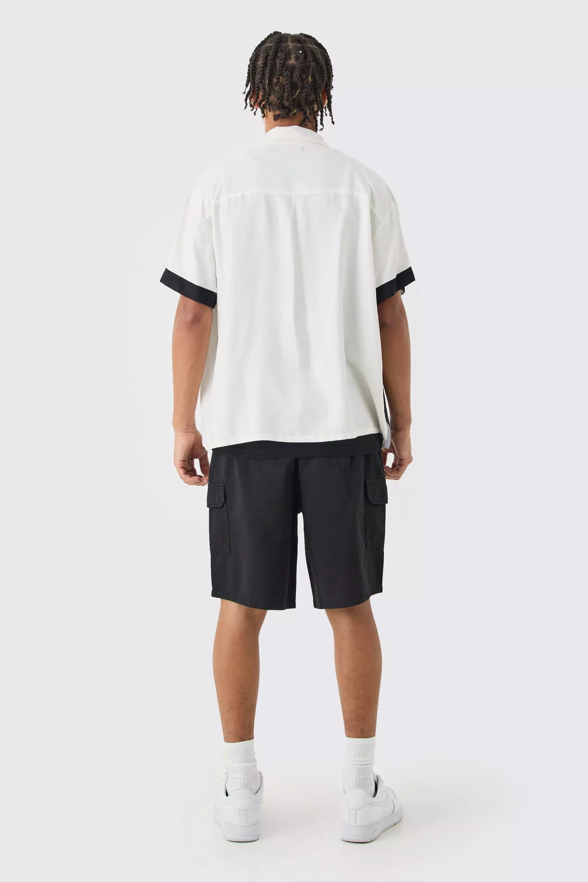 Relaxed Fit Elasticated Waist Cargo Shorts | boohooMAN USA
