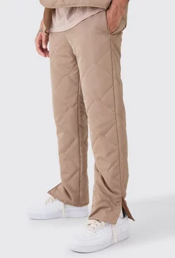 Straight Leg Quilted Trouser Taupe