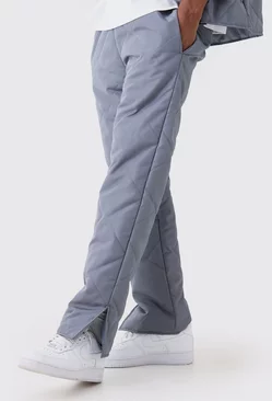 Grey Straight Leg Quilted Trouser