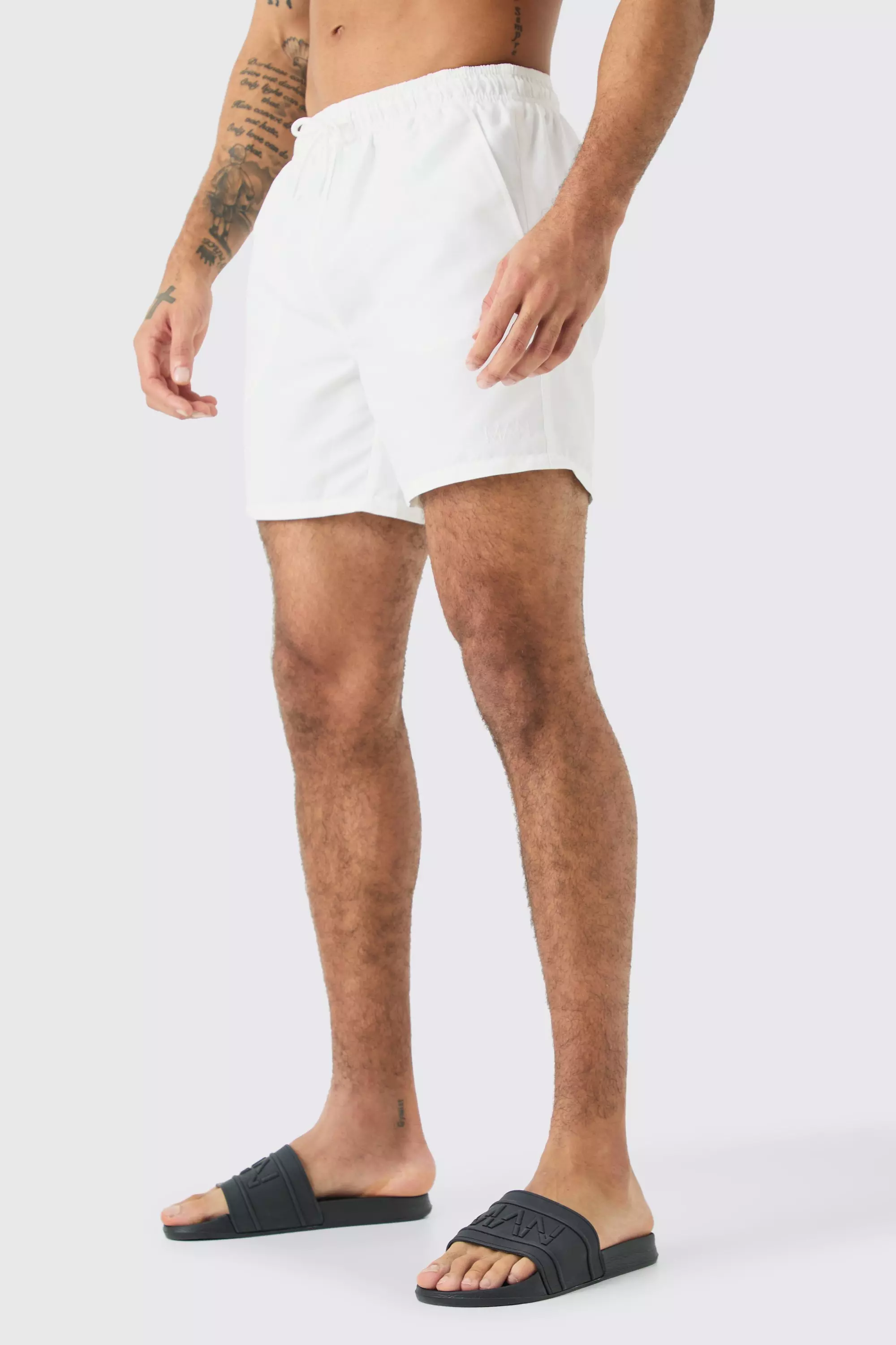 Original Man Mid Length Swim Trunks White