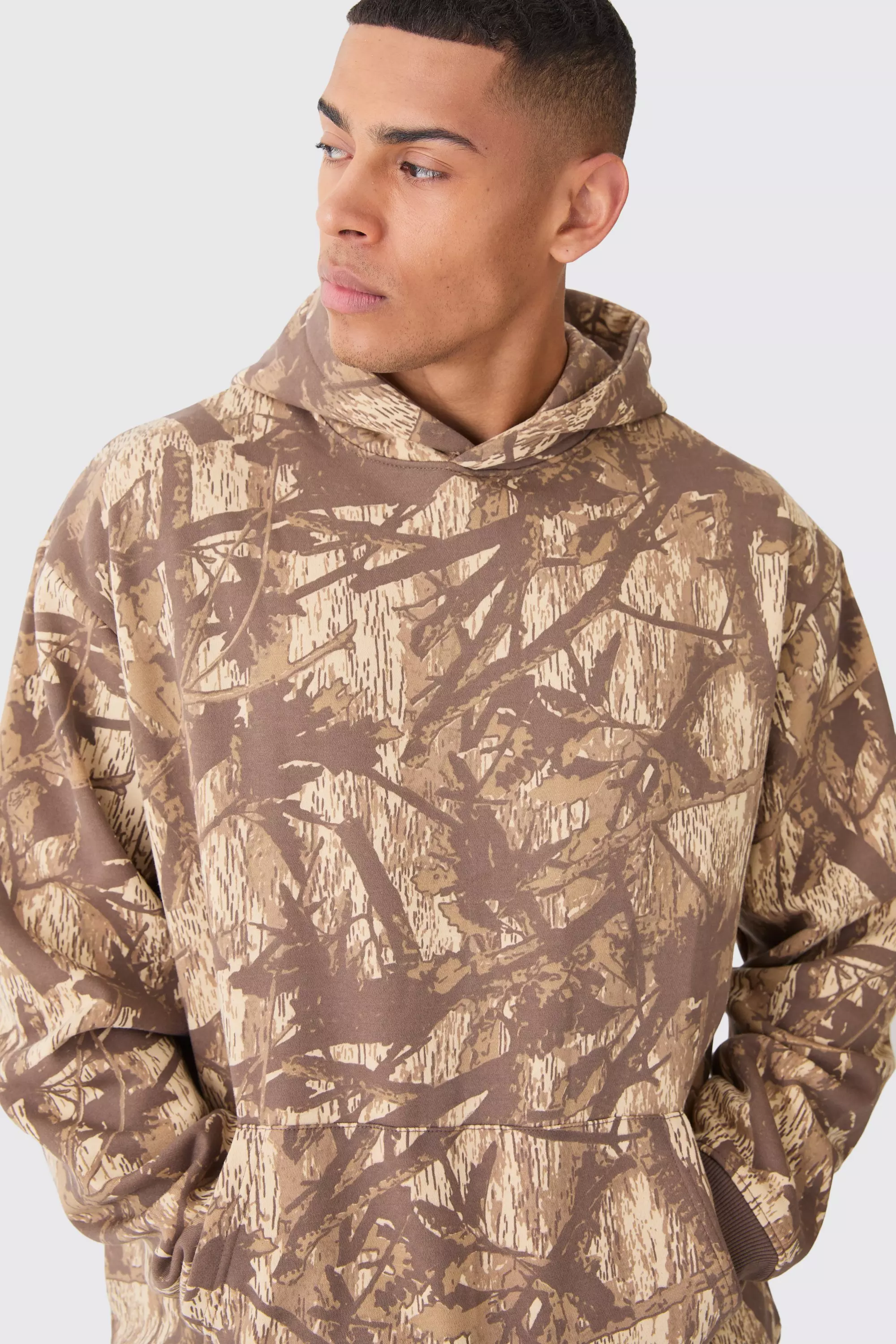 Oversized Forest Camo Hoodie boohooMAN USA