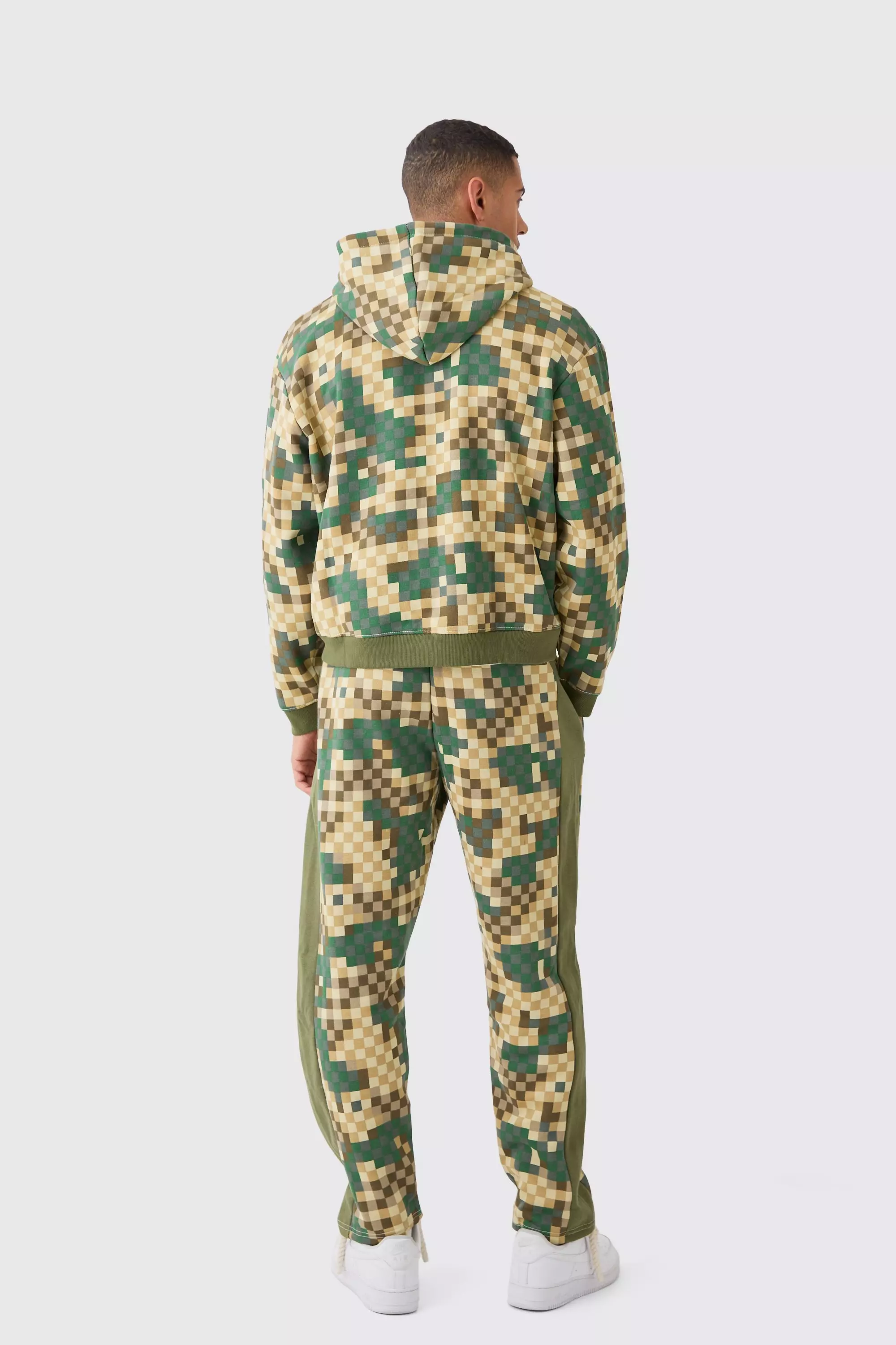Khaki Oversized Boxy Zip Through Camo Hoodie Tracksuit alternative image
