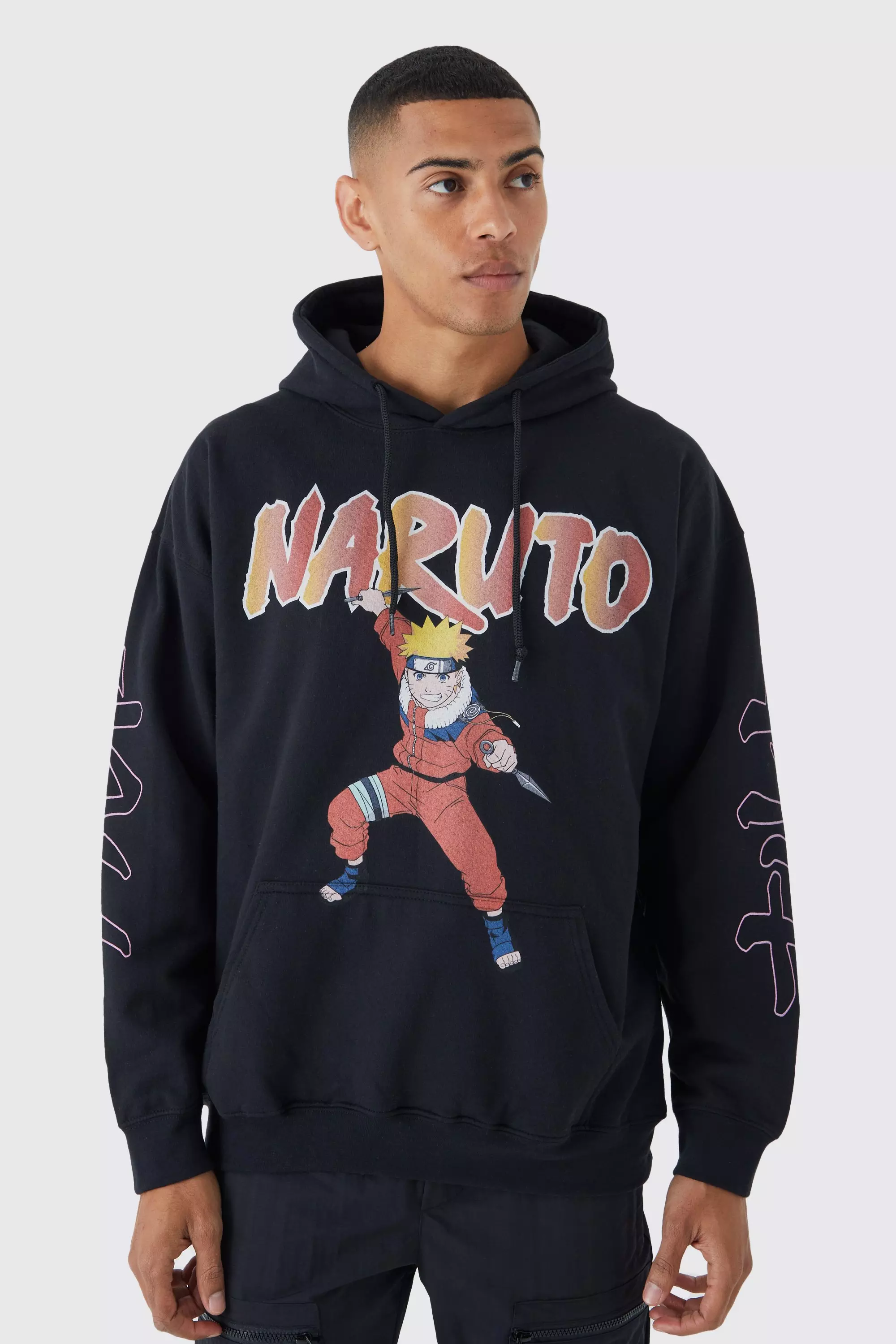 Oversized Naruto Anime License Hoodie Black