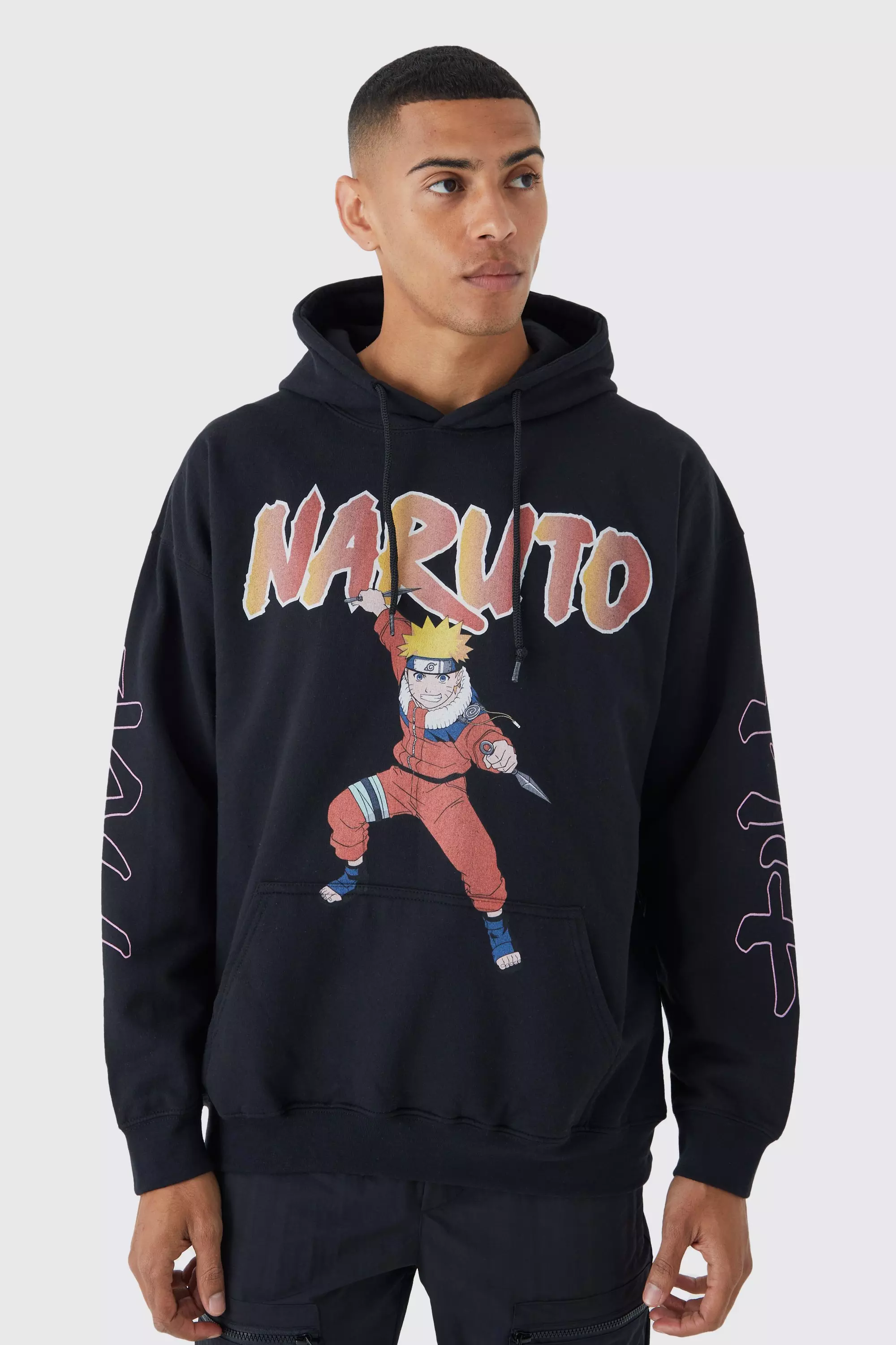 Black Oversized Naruto Anime License Hoodie