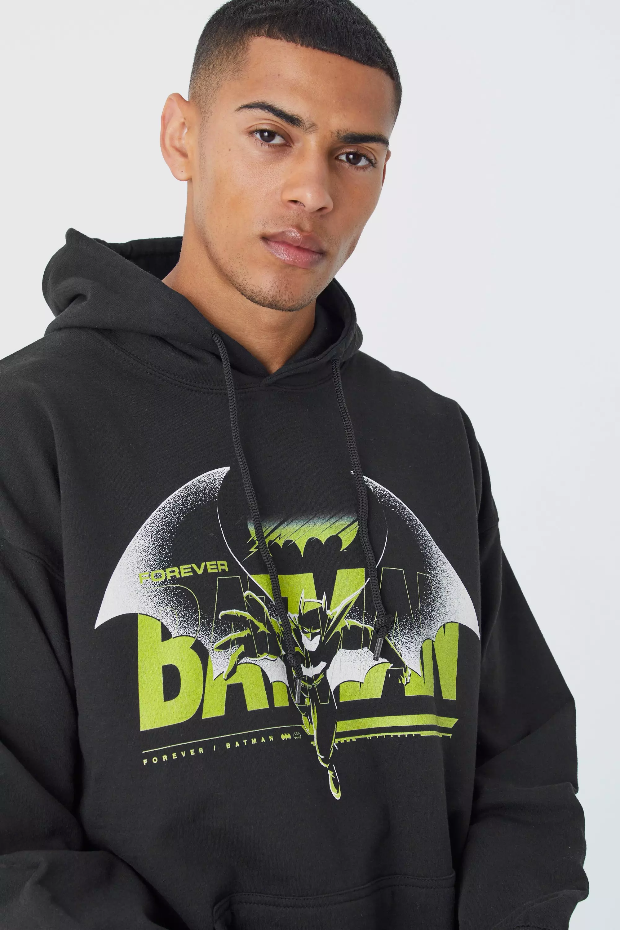 Oversized Batman License Hoodie Black